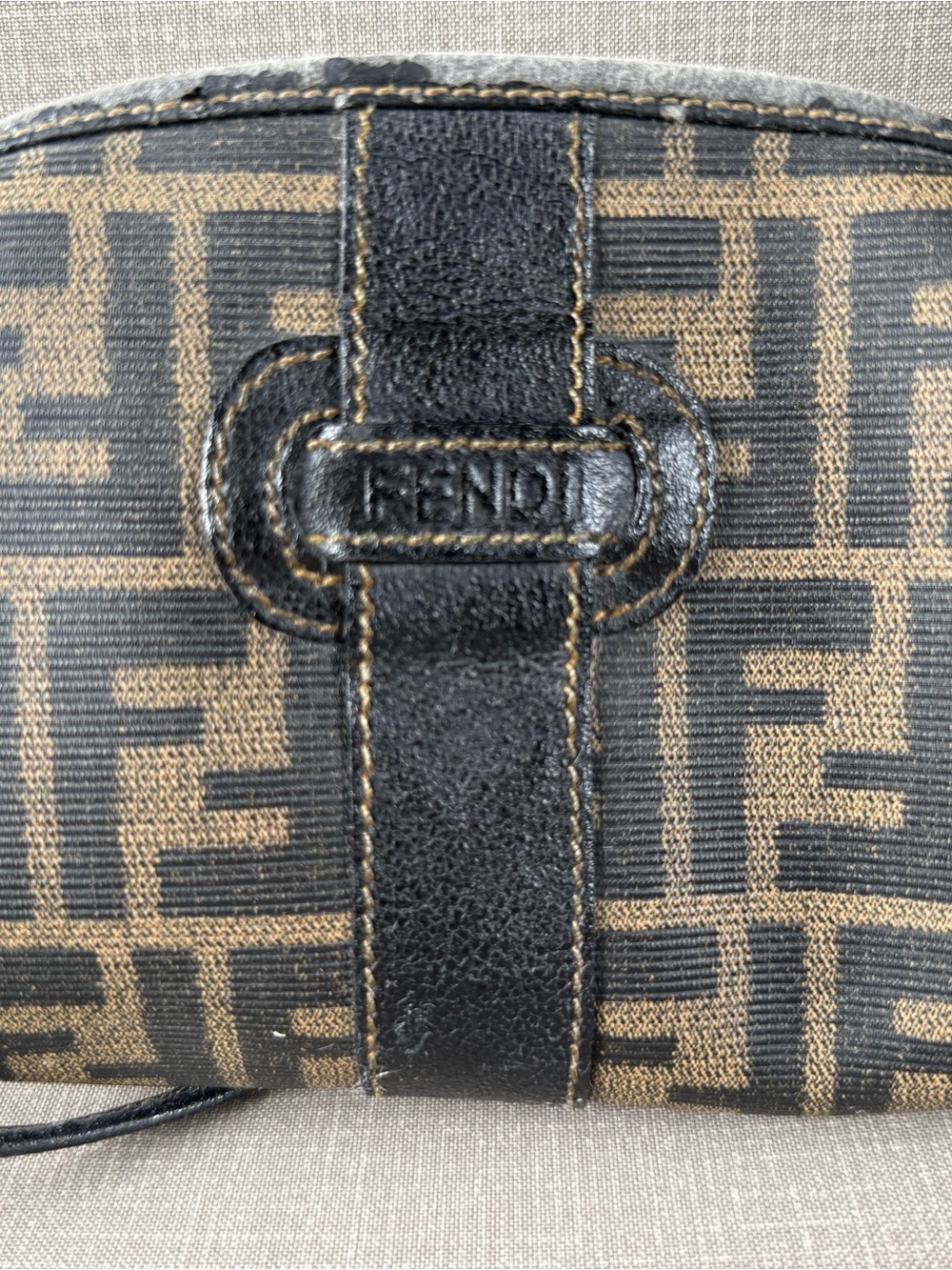 Fendi Brown and Black Zucca Monogram Shoulder Bag Vintage